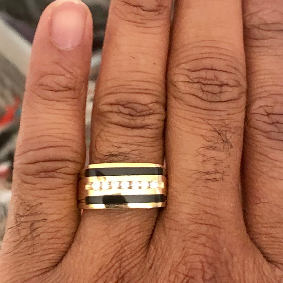 Men's Black Onyx Round Real Solid 14K Yellow Gold